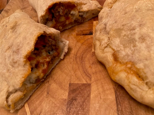 Ground beef and pepperoni calzones