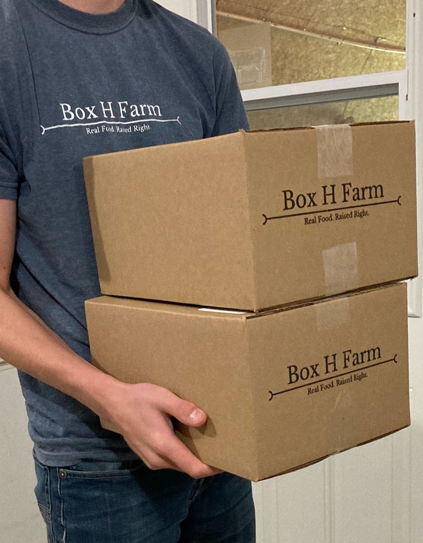 Box of Box H Farm meat being delivered to Regina Saskatchewan
